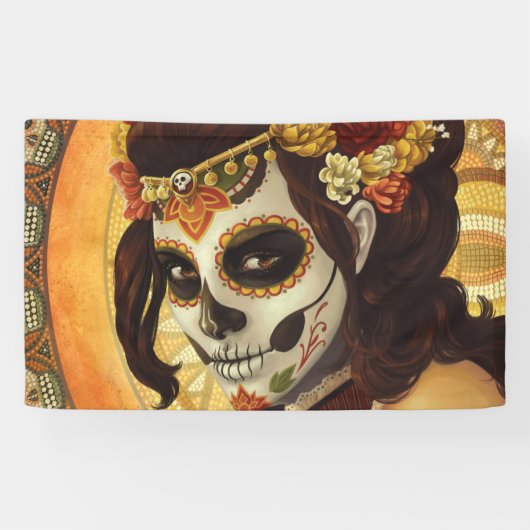 Dia De Los Muertos Sierkussen Spandoek (Horizontaal)