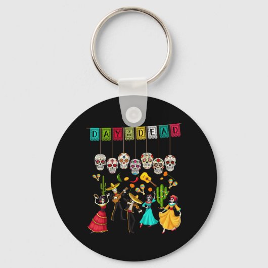 Día De Los Muertos Skelet - Mexicaanse Dag Van De Sleutelhanger (Voorkant)