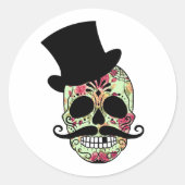 Dia De Los Muertos Skelet Ronde Sticker (Voorkant)