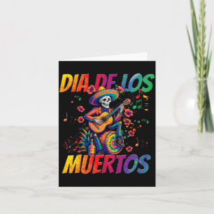 Dia De Los Muertos Skelet Speelt Gitaar Dag Van Kaart