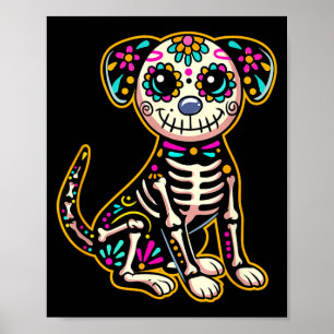 Dia De Los Muertos Skelet Suiker Schedel Hond Dag  Poster