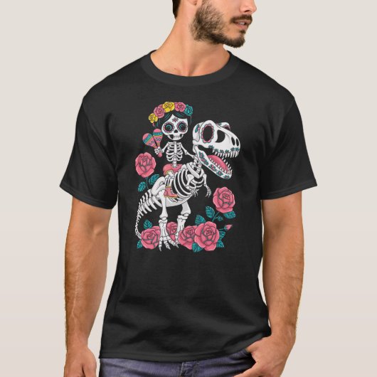 Dia De Los Muertos Skeleton Dinosaur Mexican Toddl T-shirt (Voorkant)