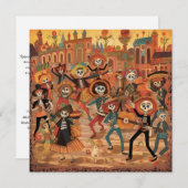 Dia de los Muertos, "Skeleton Fiesta Parade" Kaart (Voorkant / Achterkant)