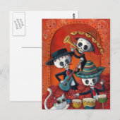 Dia de Los Muertos Skeleton Mariachi Trio Briefkaart (Voorkant / Achterkant)