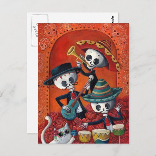Dia de Los Muertos Skeleton Mariachi Trio Briefkaart (Voorkant / Achterkant)