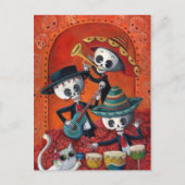 Dia de Los Muertos Skeleton Mariachi Trio Briefkaart (Voorkant)