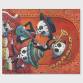 Dia de Los Muertos Skeleton Mariachi Trio Cadeaupapier (Vlak)