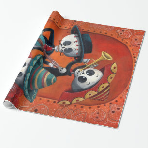 Dia de Los Muertos Skeleton Mariachi Trio Cadeaupapier
