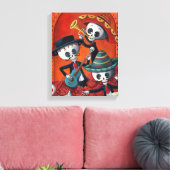 Dia de Los Muertos Skeleton Mariachi Trio Canvas Afdruk (Insitu (Woonkamer))