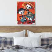Dia de Los Muertos Skeleton Mariachi Trio Canvas Afdruk (Insitu (Slaapkamer))