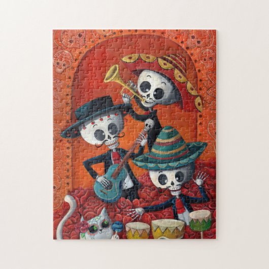 Dia de Los Muertos Skeleton Mariachi Trio Legpuzzel (Verticaal)