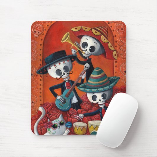 Dia de Los Muertos Skeleton Mariachi Trio Muismat (Met muis)