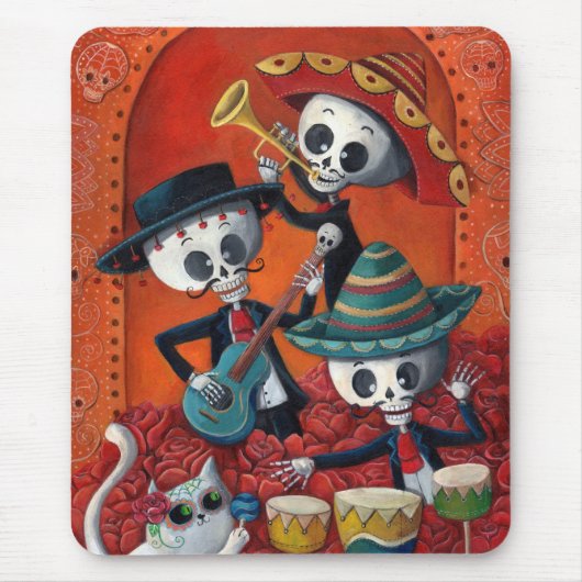 Dia de Los Muertos Skeleton Mariachi Trio Muismat (Voorkant)