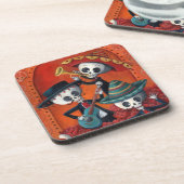 Dia de Los Muertos Skeleton Mariachi Trio Onderzetter (Linkerzijde)