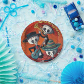 Dia de Los Muertos Skeleton Mariachi Trio Papieren Bordje (Feest)