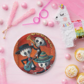 Dia de Los Muertos Skeleton Mariachi Trio Papieren Bordje (Feest)