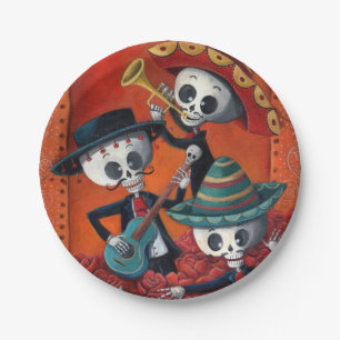Dia de Los Muertos Skeleton Mariachi Trio Papieren Bordje