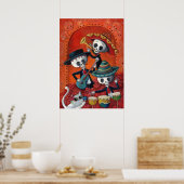 Dia de Los Muertos Skeleton Mariachi Trio Poster (Keuken)