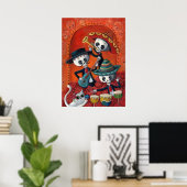 Dia de Los Muertos Skeleton Mariachi Trio Poster (Thuiskantoor)