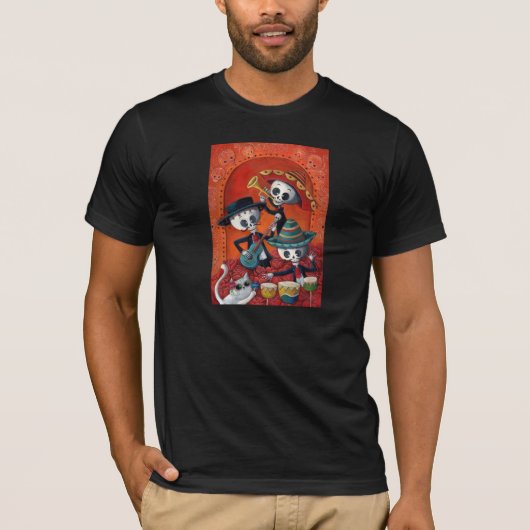 Dia de Los Muertos Skeleton Mariachi Trio T-shirt (Voorkant)