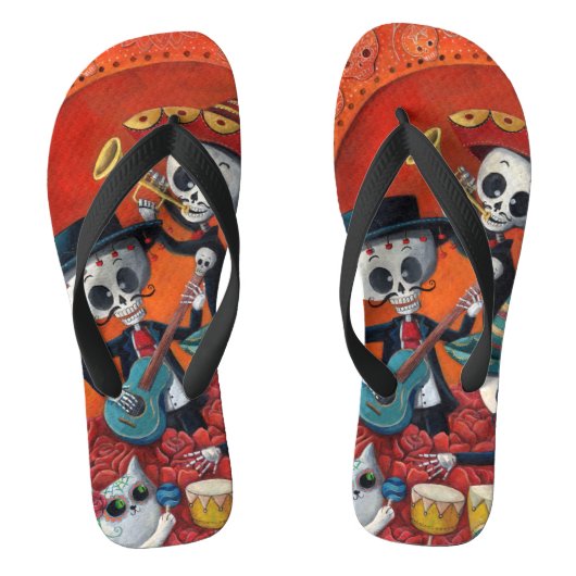 Dia de Los Muertos Skeleton Mariachi Trio Teenslippers (Voetbed)