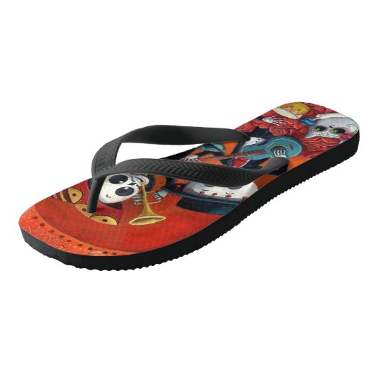 Dia de Los Muertos Skeleton Mariachi Trio Teenslippers (Schuin)