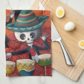 Dia de Los Muertos Skeleton Mariachi Trio Theedoek (Quarter Fold)