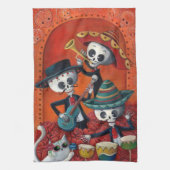 Dia de Los Muertos Skeleton Mariachi Trio Theedoek (Verticaal)