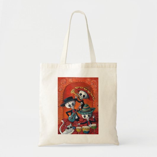 Dia de Los Muertos Skeleton Mariachi Trio Tote Bag (Voorkant)