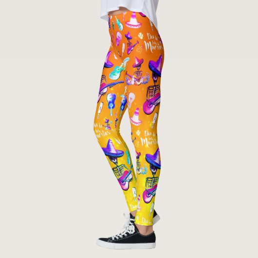 Dia De Los Muertos - Skeleton Playing a Guitar Leggings (Links)