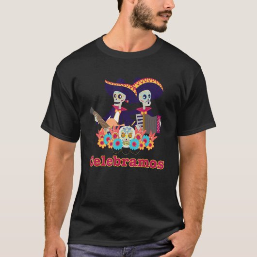 Dia de Los Muertos Skeleton Playing Guitar and Acc T-shirt (Voorkant)