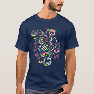 Dia De Los Muertos Skeleton Riding Dinosaur Boys T-shirt