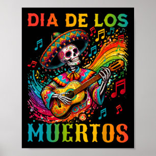 Dia de los Muertos Skeleton spelen gitaar Dag van Poster