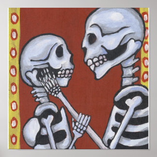 Dia de los Muertos Skeletons in Love Canvas Print