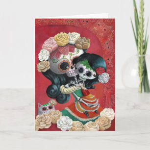 Dia DE Los Muertos Skeletons Moeder en Dochter Kaart