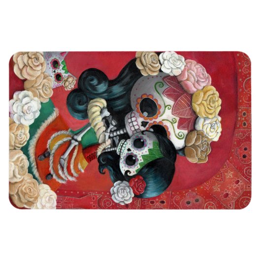 Dia de Los Muertos Skeletons Moeder en Dochter Magneet (Horizontaal)