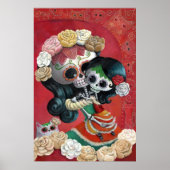 Dia de Los Muertos Skeletons Moeder en Dochter Poster (Voorkant)