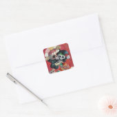 Dia de Los Muertos Skeletons Moeder en Dochter Vierkante Sticker (Envelop)
