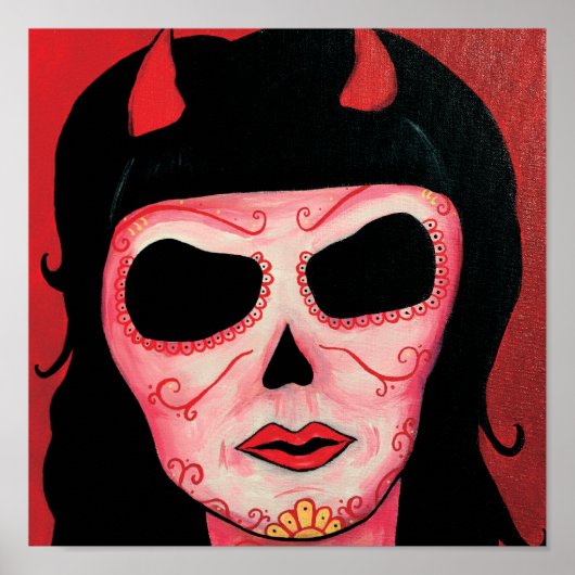 Dia de los Muertos Skeletons Satan Print (Voorkant)