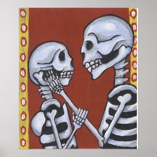 dia de los muertos skeletons uit liefde gedrukt poster (Voorkant)