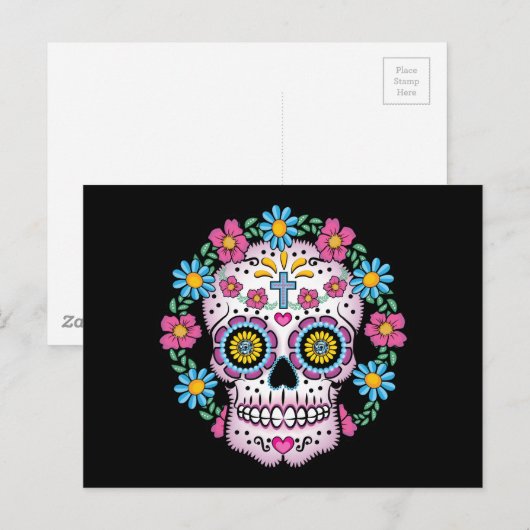 Dia de los Muertos Skull Briefkaart (Voorkant / Achterkant)