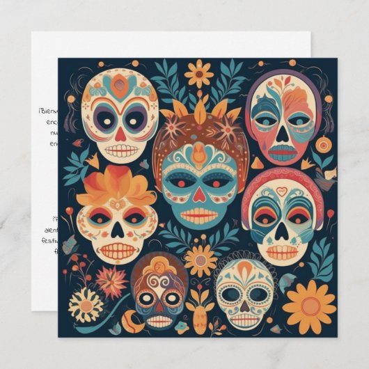 "Dia de los Muertos", Skull Canvas Studio Kaart (Voorkant / Achterkant)
