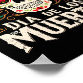 Dia de los muertos skull en bloemen poster (Hoek)