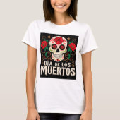 Dia de los muertos skull en bloemen t-shirt (Voorkant)