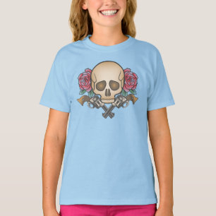 Dia de los Muertos Skull en Pistolen   Shirt Sleev