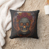 Día de los Muertos Skull, Gothic throw pillow Kussen (Deken)