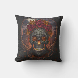 Día de los Muertos Skull, Gothic throw pillow Kussen