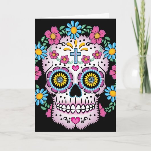 Dia de los Muertos Skull Kaart (Voorkant)