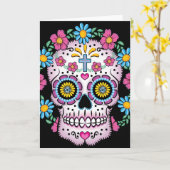 Dia de los Muertos Skull Kaart (Gele Bloem)