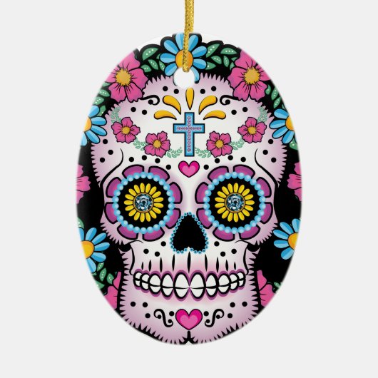 Dia de los Muertos Skull Keramisch Ornament (Voorkant)